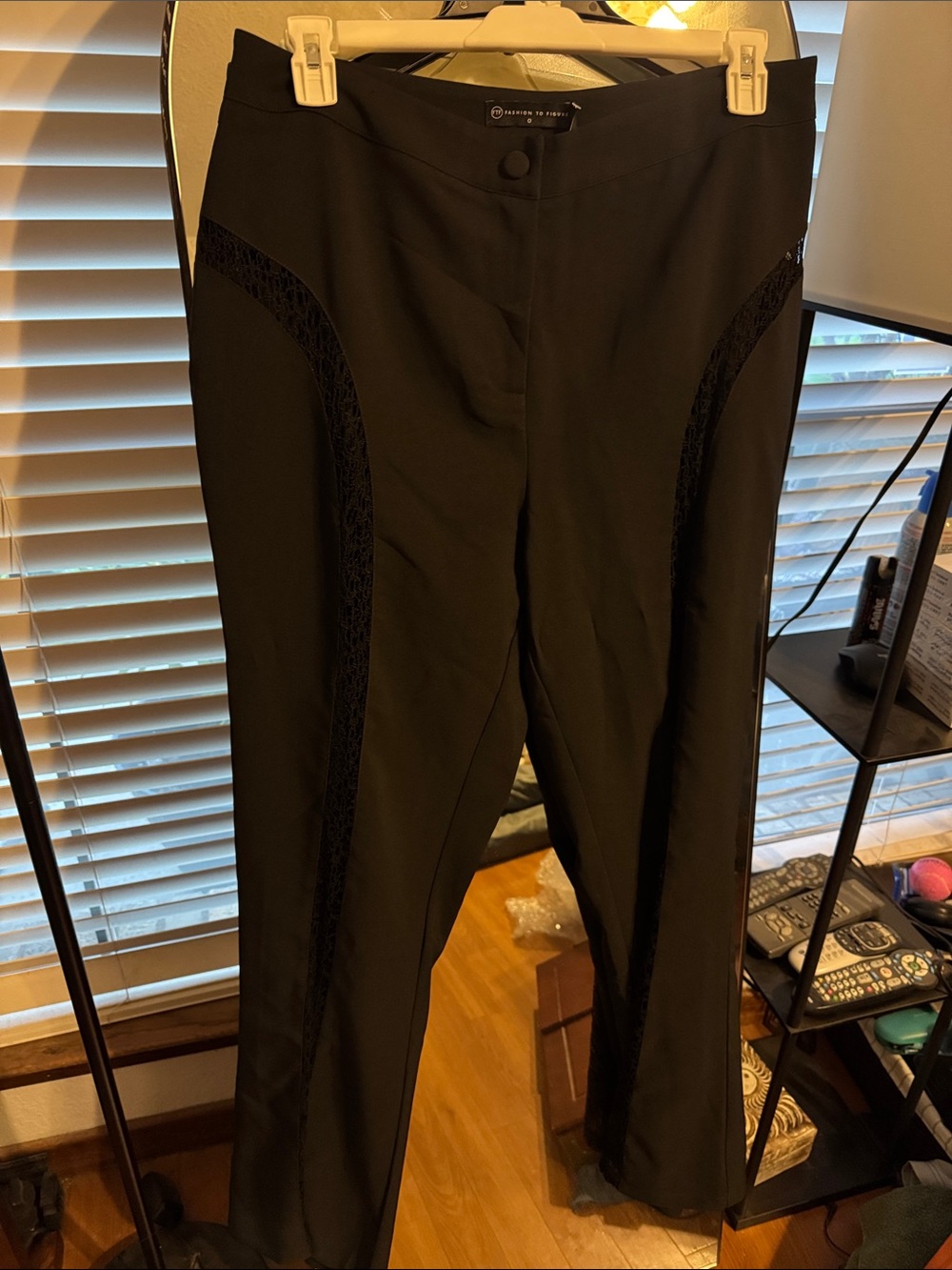 Fashion to Figure Black Straight-Leg Ponte Pants with Lace Trim